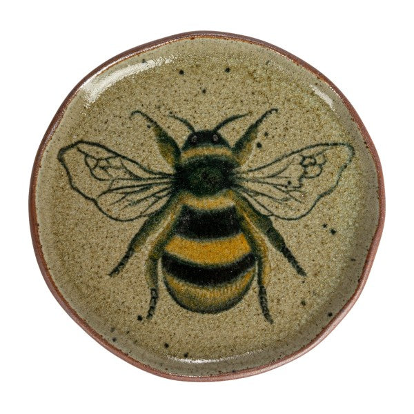 Small Stoneware Plate Set with Insect & Bird Designs (Set of 4)